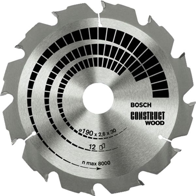 Lame de scie circulaire construct wood 190 x 30mm 12 dents (résistante aux clous)