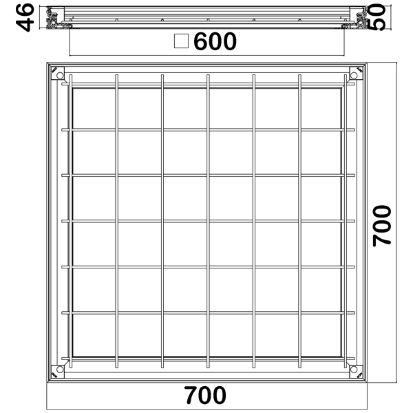 TRAPPE ACO UNIFACE ALUMINIUM 600X600MM H50MM L15 / 100KN
