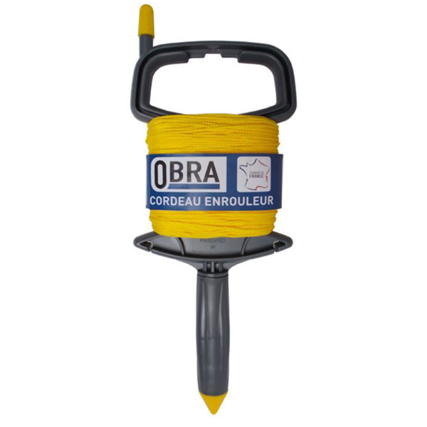 Enrouleur de cordeau Obra longueur 100m diamètre 1,5mm couleur jaune