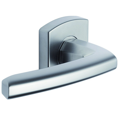 Ensemble poignée de porte à bec de cane sur rosace Vachette Scult - chrome velours - béquille double de carré 7 mm