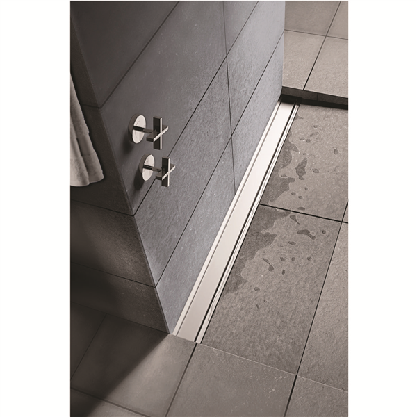 Caniveau de douche Docia à faible hauteur avec grille réversible - ø femelle 40 mm - 95 x 690 mm