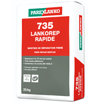 Mortier de réparation fibré à retrait compensé LANKOREP RAPIDE 735 - sac de 25 KG