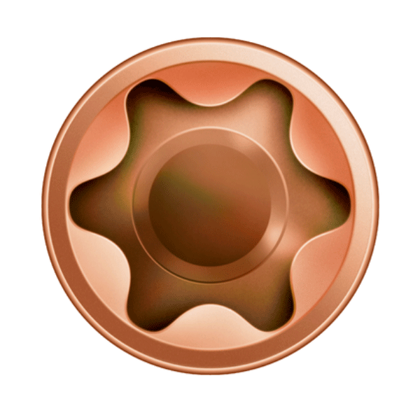 Vis de terrasse Torx T25 - filetage de fixation tête cylindrique en inox A2 antique 5x60mm - Boîte de 100