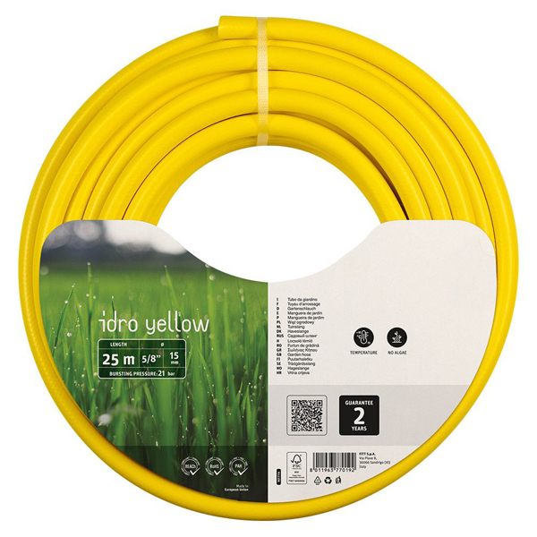 Tuyau d'arrosage Idro Yellow Fitt - Diamètre 12,5 mm - 15 mètres - Jaune