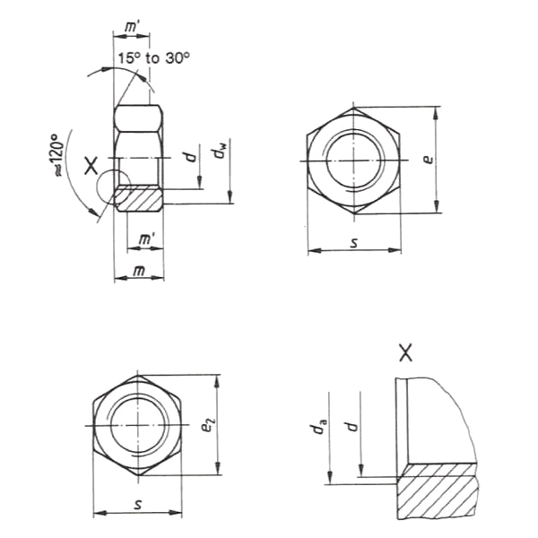 Ecrou hexagonal Hu acier zingué DIN 934 diamètre 8 mm - Boîte Vybac de 100