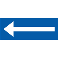 Marquage au sol adhésif - flèche de direction blanche sur fond bleu - 400 x 150 mm