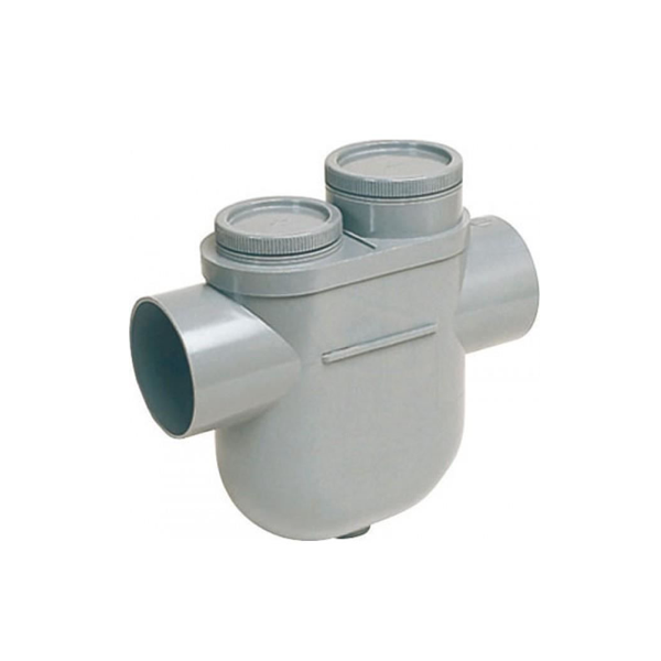 Siphon disconnecteur monobloc femelle/femelle avec bouchon - Nicoll - Diamètre 100 mm - PVC Gris