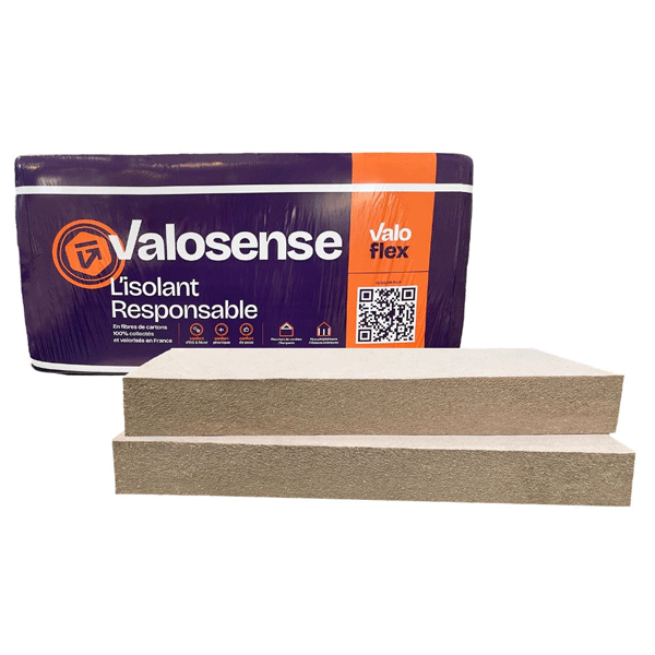 Panneau isolant en fibre de carton Valoflex - R 2,70 m².k/w - 1,20 x 0,60 m - épaisseur 100 mm
