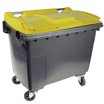 Conteneur Sulo Citybac en PEHD bac gris couvercle jaune 4 roues capacité 770 litres