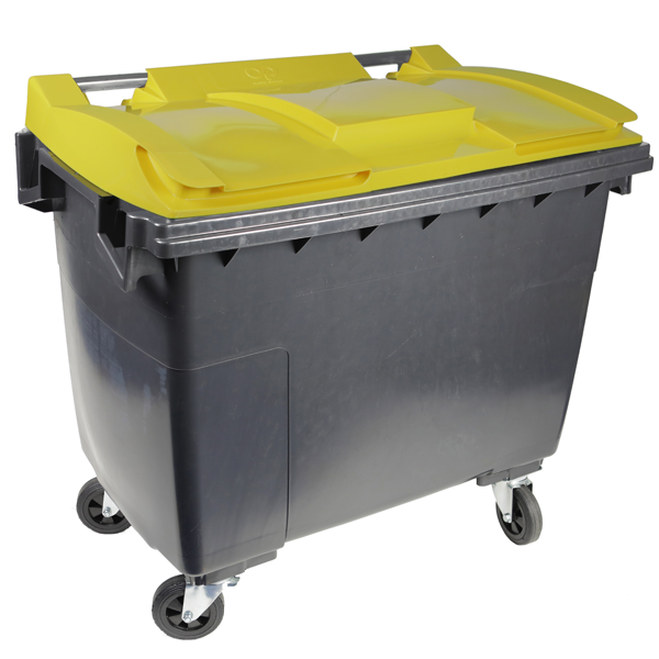 Conteneur Sulo Citybac en PEHD bac gris couvercle jaune 4 roues capacité 770 litres