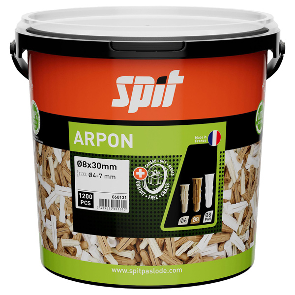 Cheville plastique universelle pour matériaux creux - Spit Arpon - 8,0 MM x 32,0 MM - 1200 pièces