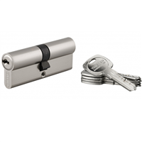 Cylindre haute sûreté Thirard Trafic 6 - profil européen - laiton nickel satin - 5 clés - 40 x 40 mm