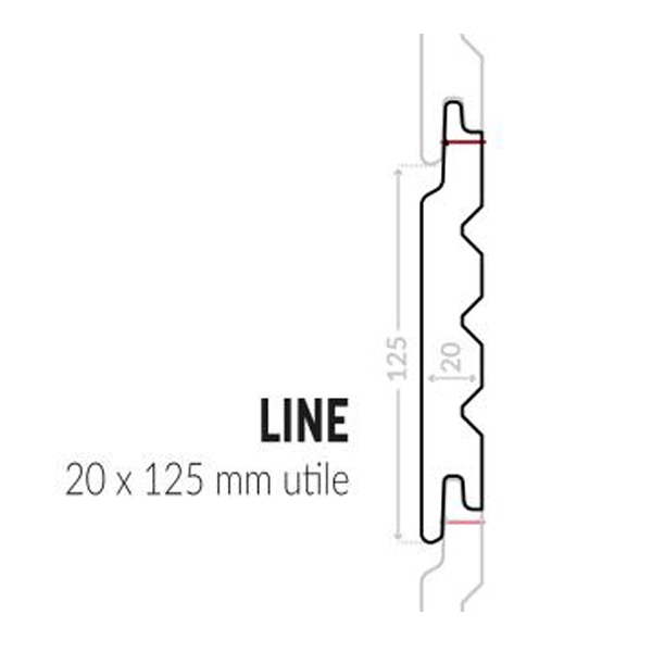 Bardage bois peint en Sapin du Nord de classe 3.1 - Protect Silverwood - Profil Line - 20,00 MM x 125,00 MM - Long. 3,85 M - Coloris Céleste