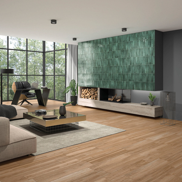 Faïence brillante effet zellige - Raku - 27,0 CM x 6,0 CM - ép. 8,00 MM - Green Jade