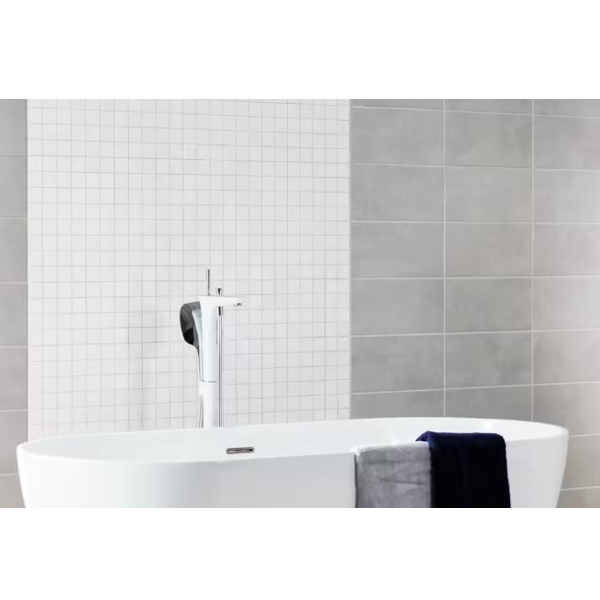 Carrelage mosaïque 4,8 x 4,8 cm pour salle de bain sur filet de 30,3 CM x 30,3 CM - ép. 6,00 MM - Blanc/beige