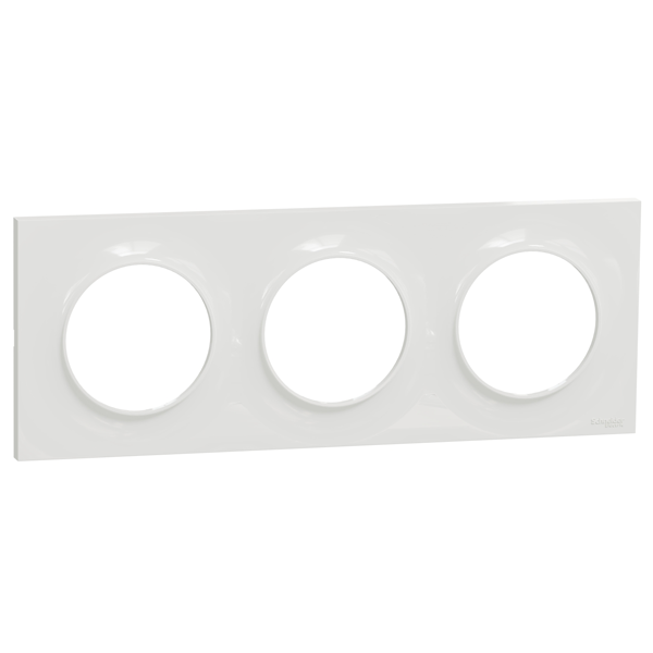 Plaque de finition triple Schneider Odace Styl pour 3 postes encastrés - blanc brillant RAL 9003