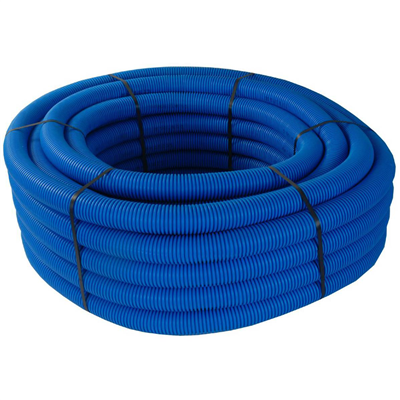 Gaine TPC en polyéthylène annelée bleue pour canalisations eau potable - Diamètre 40 mm - Couronne 50,00 m
