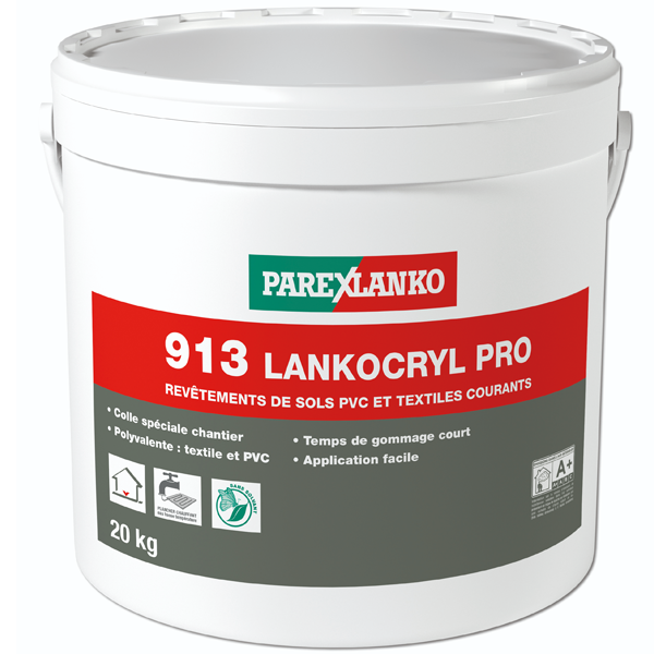 Colle acrylique sols PVC et revêtements textiles LANKOCRYL PRO 913 - Seau de 20 KG