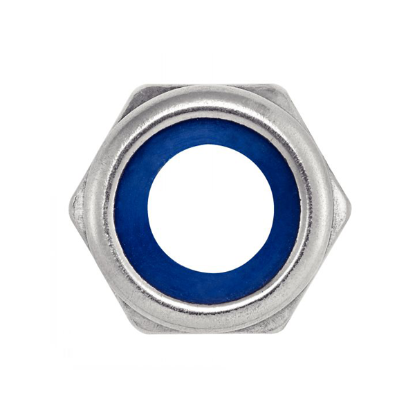Écrou hexagonal indesserrable avec bague nylon - Diamètre 12 mm - DIN985 - Inox A2 - Boite de 100