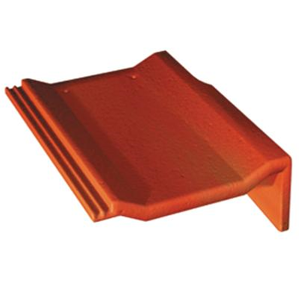 Tuile de rive universelle droite en béton - Perspective - Rouge sienne - 42 x 33.2 x 14.5 cm