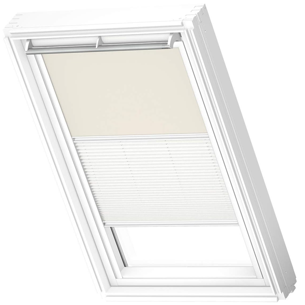 Store Duo occultant et tamisant Velux DFD-S pour fenêtre de toit SK06 - 114,0 CM x 118,0 CM - Beige/Blanc