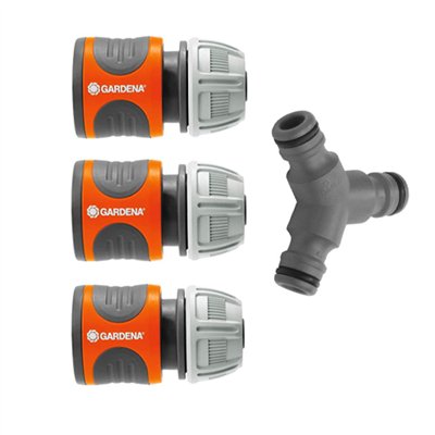 Ensemble complet pour dérivation en Y - Tuyau arrosage Ø 13-15 mm - 4 raccords - Gardena