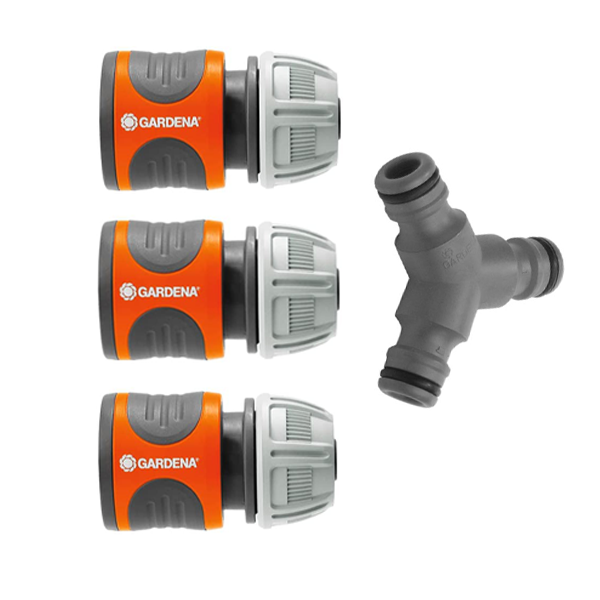 Ensemble complet pour dérivation en Y - Tuyau arrosage Ø 13-15 mm - 4 raccords - Gardena