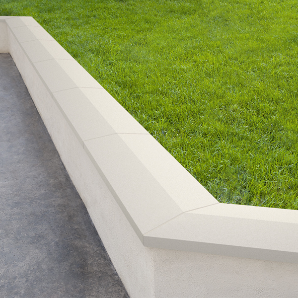 Chapeau de mur à double pente en béton - Blanc - 100,0 CM x 30,0 CM x 5,50 CM