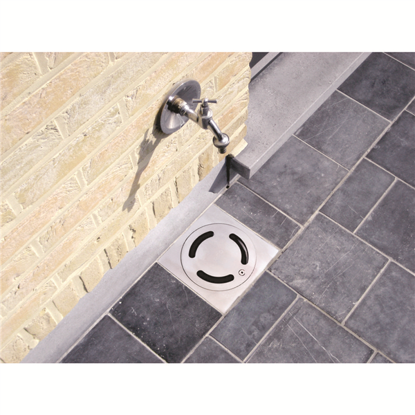 SIPHON ACO NETDRAIN STANDARD 100x100MM INOX 304 COUV SLOT INOX304 SABLEE SORTIE