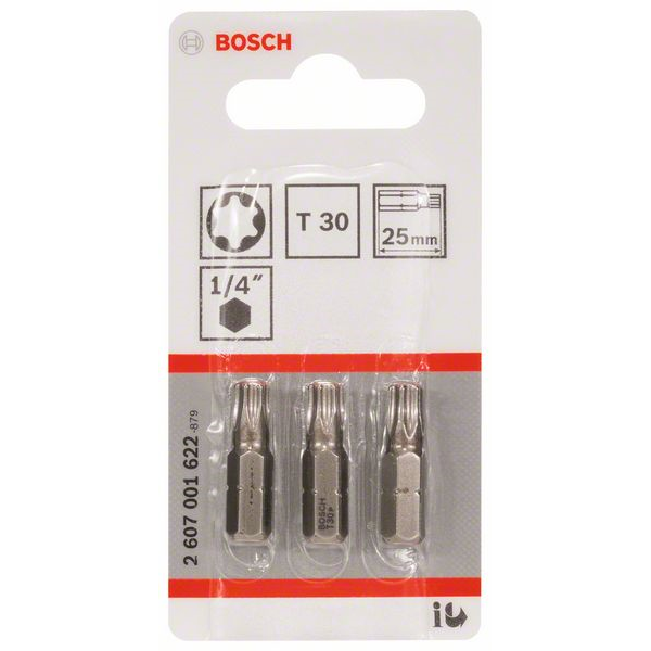 Embout de vissage Bosch extra-dure 6 pans 1/4" Torx T30 longueur 25 mm lot de 3