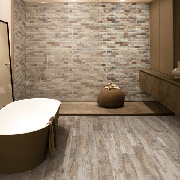 Carrelage intérieur en grès cérame émaillé effet bois Living - 61 CM x 15 CM - ép. 9 MM - Marrone