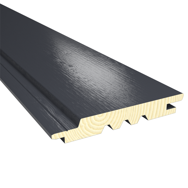 Bardage peint et saturé en sapin du Nord - profil Inca - Graphite - 20 mm x 125 mm x 4.46 m