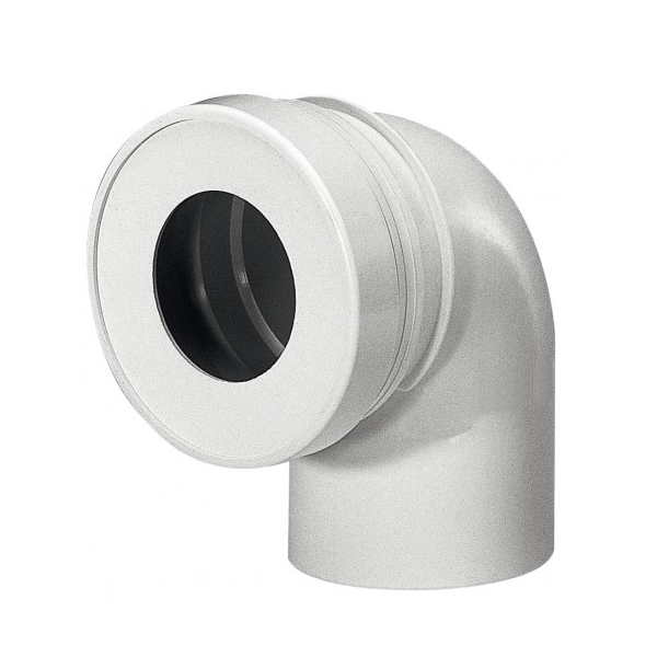 Pipe courte et coudée d'évacuation pour WC - Noyon et Thiebault - Ø F120 x M100 mm - PVC blanc