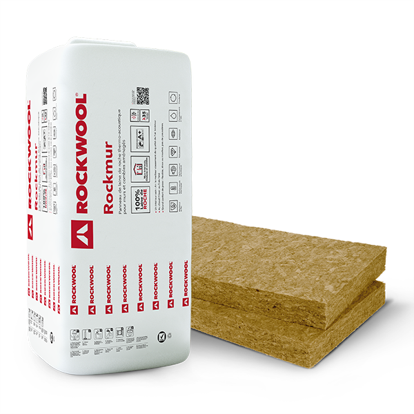 Panneau isolant en laine de roche pour murs intérieurs - Rockmur Nu - R1,25 m².K/W - 1,35 M x 0,60 M - ép. 45 MM