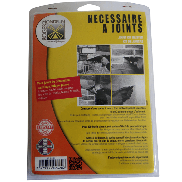 Poche à joint carrelage Mondelin avec 1 embout et 2 doses d'adjuvant Joint+