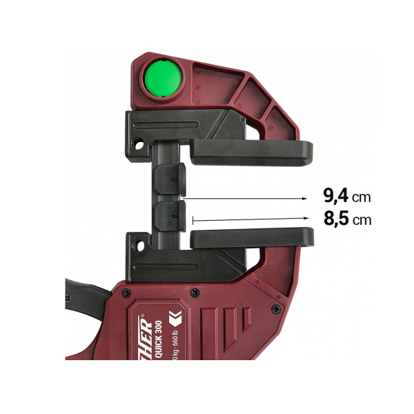 Serre-joint Piher Maxi quick 300 - Tige 20 x 5 mm saillie 9,4 cm longueur 125 cm