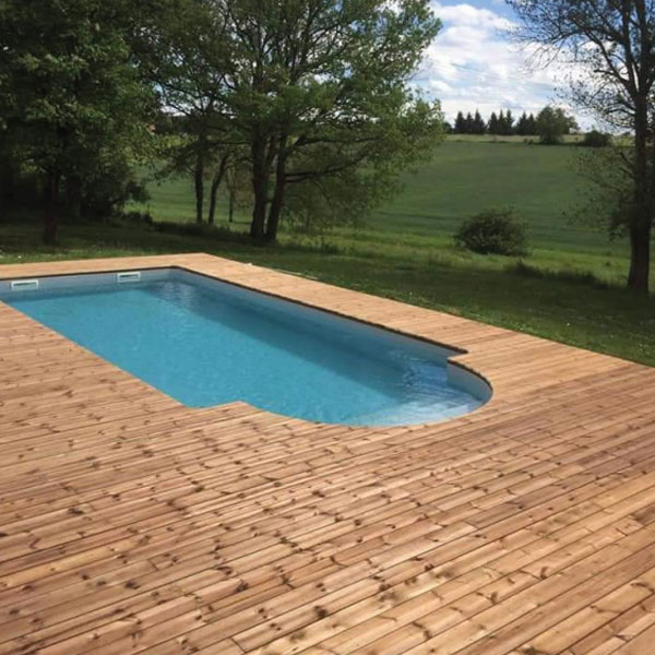 Lame de terrasse en pin du Nord marron traité classe 4 Classéo+ lisse - qualité US - 420 cmx14,5 cm - ép. 27 mm