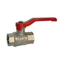 Vanne à boisseau double femelle laiton sphérique - 1/4 de tour - 26 x 34 mm - Manette rouge