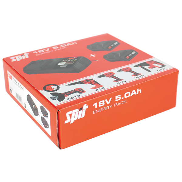 Pack énergie Spit avec 2 batteries 18V - 5Ah et chargeur rapide pour AG18 - D18 - S18 - W18 et P18