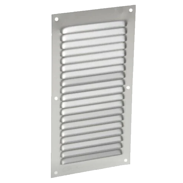 Grille de ventilation verticale Nicoll à persiennes avec moustiquaire - Extérieur - 150 x 300 mm - Aluminium gris