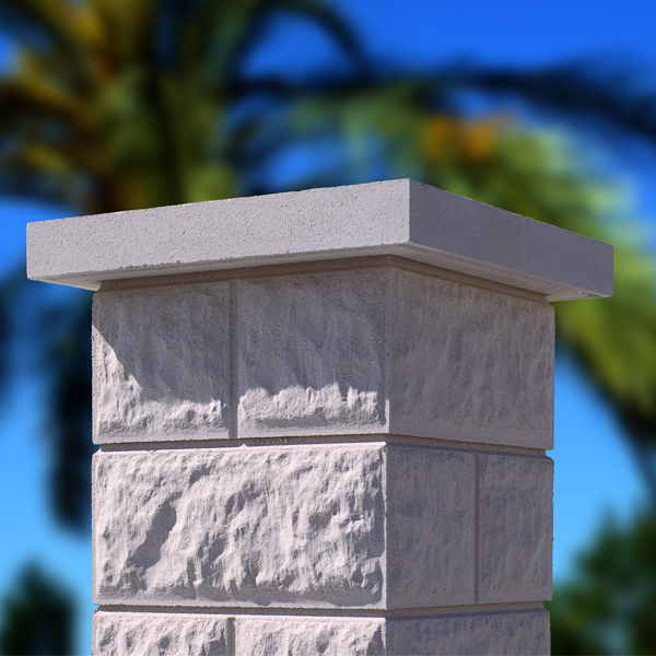 Chapeau de pilier plat en béton décoratif lisse - Blanc - 40,0 CM x 40,0 CM x 6,00 CM