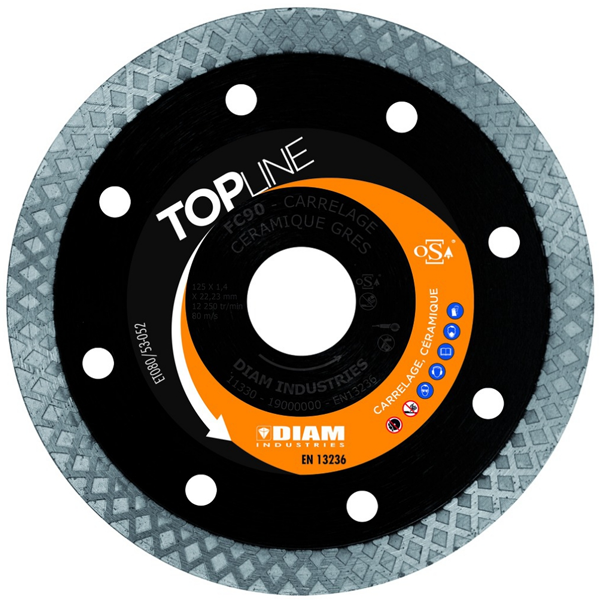 Disque diamant TopLine FC90 carrelage Ø 125 mm alésage 22,23 mm - Diam Industries
