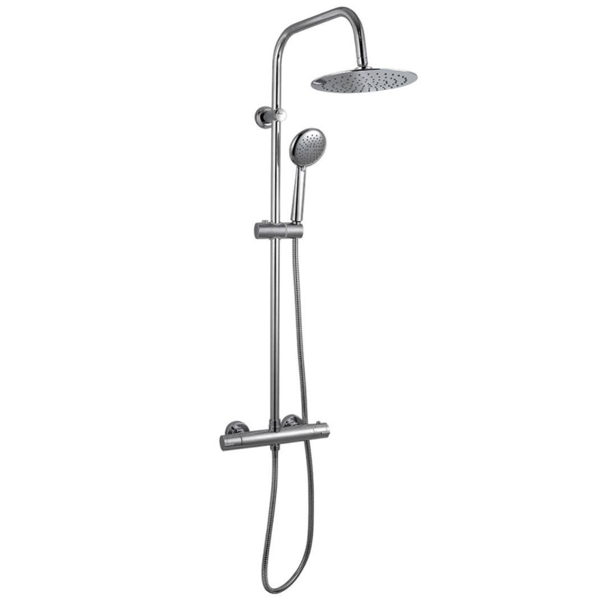 Colonne de douche avec mitigeur thermostatique - Dervenn Eurosanit - Hauteur réglable - Inox chromé