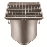 SIPHON 255X255 SORTIE VERT 100 MM GRILLE BARREAUX PANIER 25100EP