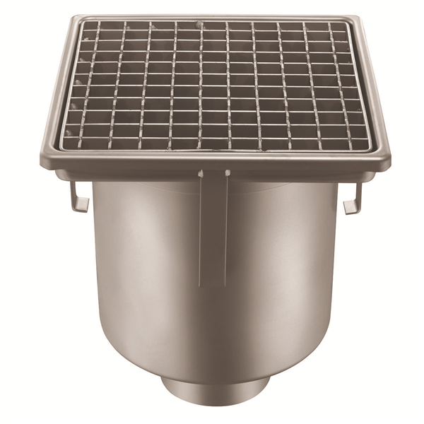 SIPHON 255X255 SORTIE VERT 100 MM GRILLE BARREAUX PANIER 25100EP