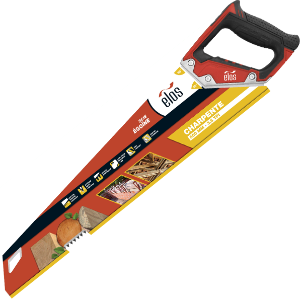 Scie égoïne à charpente Elos avec denture Hardpoint pour poutre et planche en bois - 550 mm - 3,5 dents/pouce