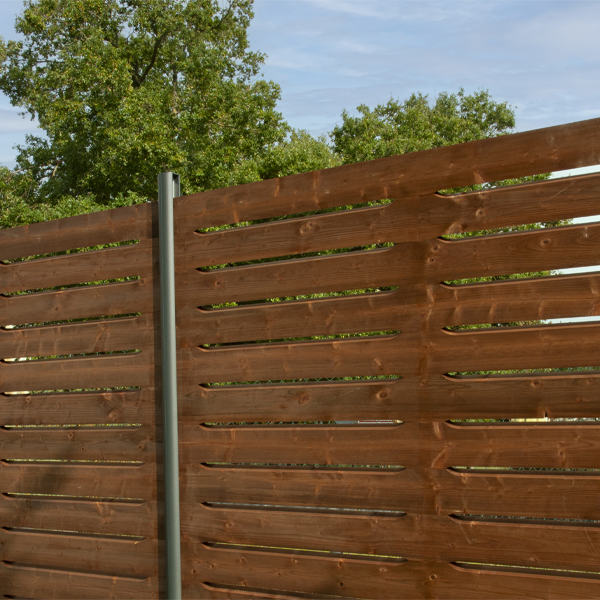 Lame de finition pour clôture Bali effet persienne en Sapin du Nord traité Classe 3 marron - 33 x 133 mm - Long. 1,92 m