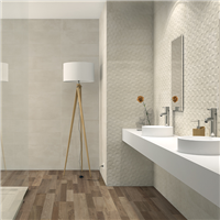 Décor mural faïence effet "ciment" IDOLE PENTAGON - Gris 20 cmx60 cm ép.9,5 mm