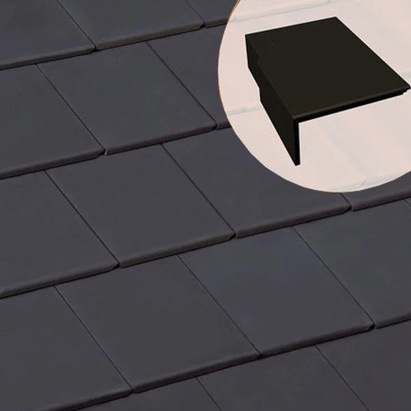 Tuile de rive universelle gauche en béton - Innotech - Ardoise - 42 x 33.3 x 14.5 cm