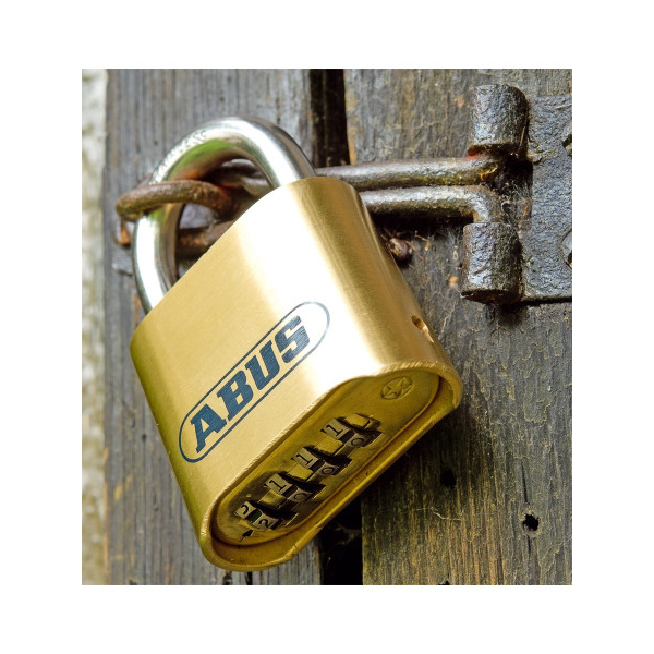Cadenas à combinaison à 4 chiffres en laiton forgé Abus 180IB avec anse en inox de 25 mm - 53 x 75 mm
